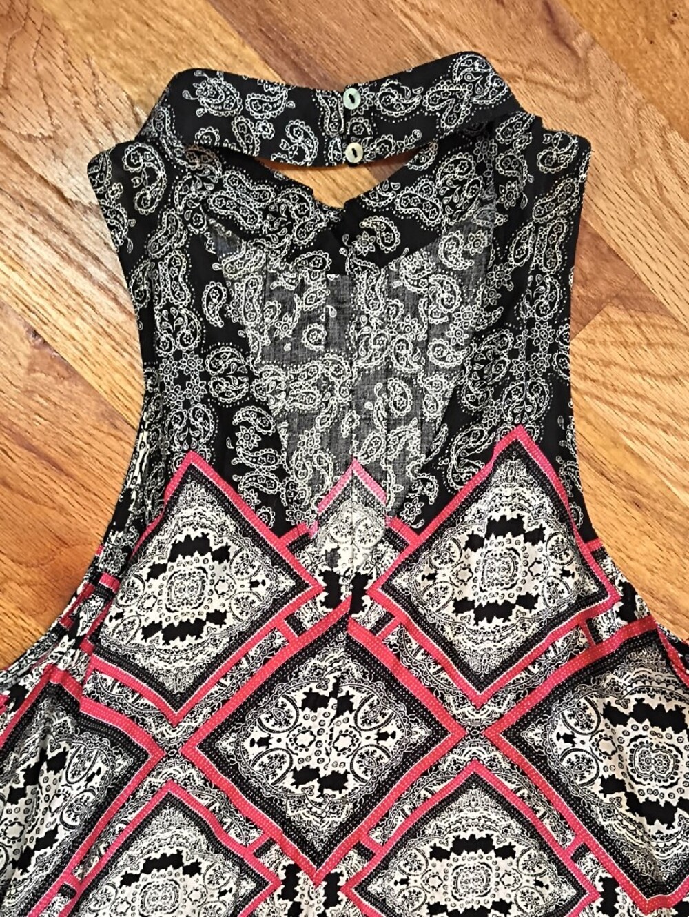 Umgee Black & Pink High Neck Patterned Dress - Picture 6 of 9
